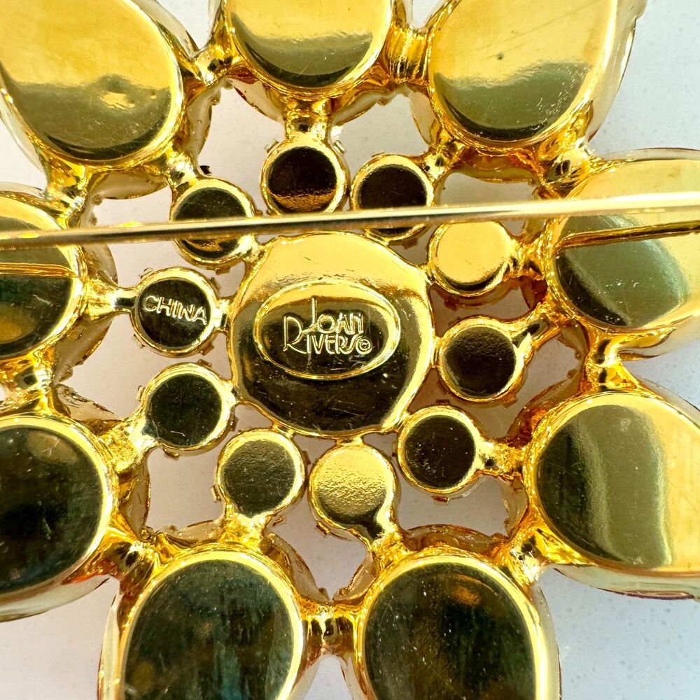 Joan Rivers Collection Autumn Sunburst Brooch Flower Pin Brooch - Vintage Signed - Picture 3 of 8